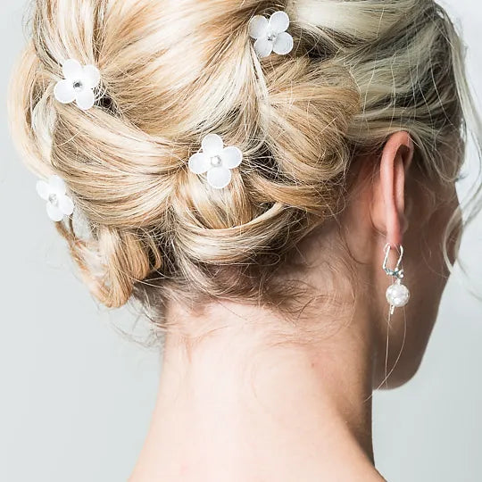 Haarschmuck Kommunion, Haar Curlies Kommunion, Blumen Curlies in weiß mit Strassstein