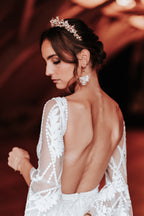 Perlen Ohrring – Statement Brautohrringe mit großer Perle & Spitzenblumen