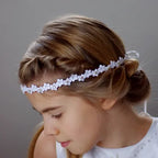 Kommunion Haarschmuck, Haarband Kommunion aus Blumen-Spitze und Strasssteinen