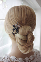 Haarkamm Ball – Schwarzer Haarkamm mit silbernen Perlen & Strass