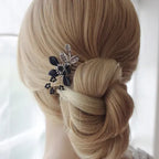 Haarkamm,Haarschmuck, schwarz/silber,Ball,Abiball