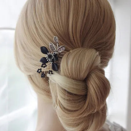 Haarkamm,Haarschmuck, schwarz/silber,Ball,Abiball