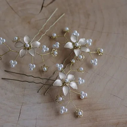 Brautschmuck-Haarnadel-Blume-ivory o.weiß
