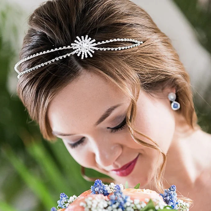 Braut Haarschmuck, Diadem-Tiara mit Strass-Stern