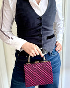 Clutch Muster – Schwarz/Pink Abendtasche mit Kette & Henkel