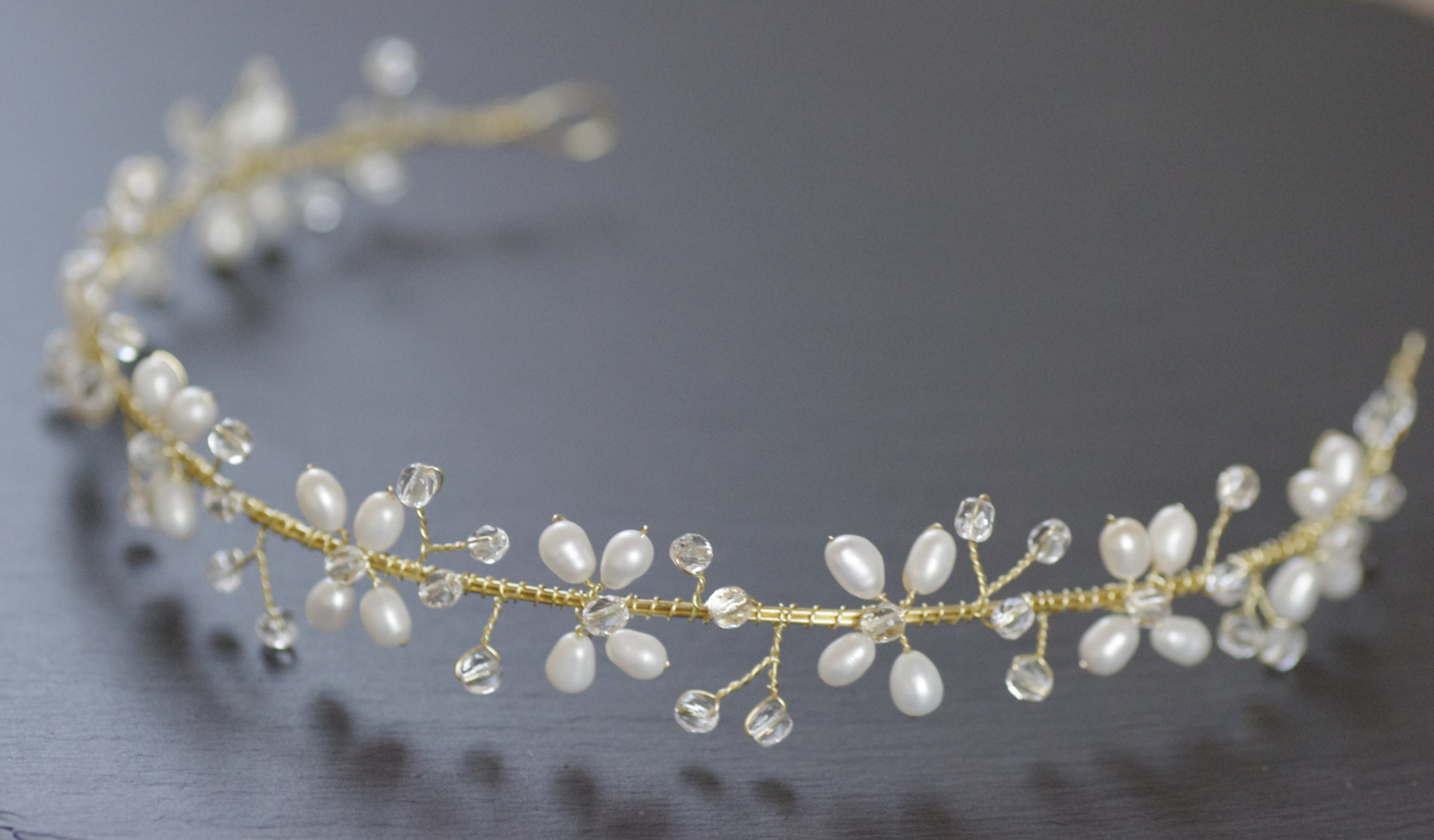 Süßwasserperlen Diadem – Elegantes Braut Diadem in Silber, Gold & Roségold