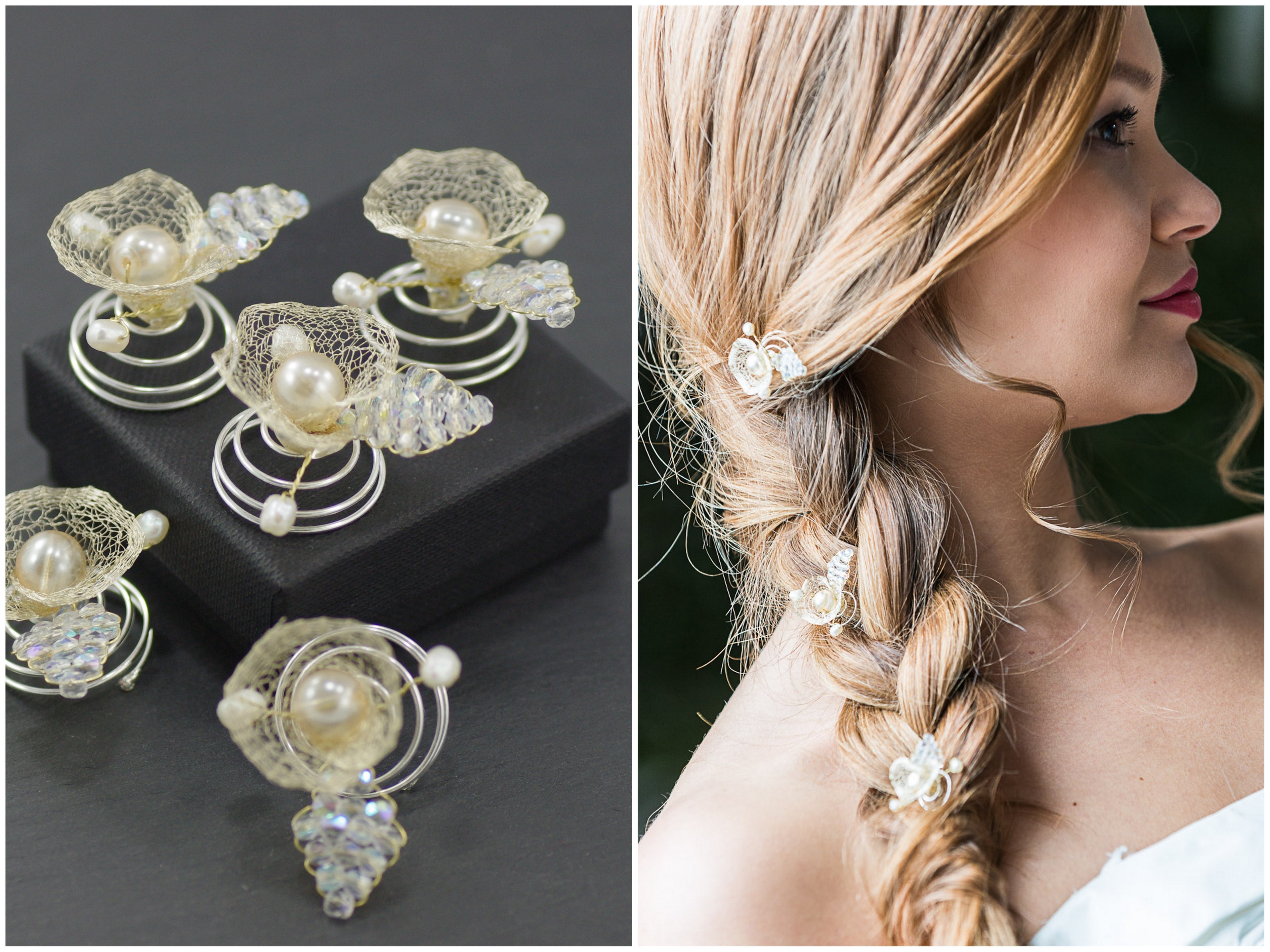 Haarnadeln Gold – Curlies/Haarnadeln mit Perlen in Weiß oder Ivory