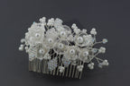 Braut Haarkamm – Silber-Weiß oder Gold-Ivory mit Perlen & Blumen