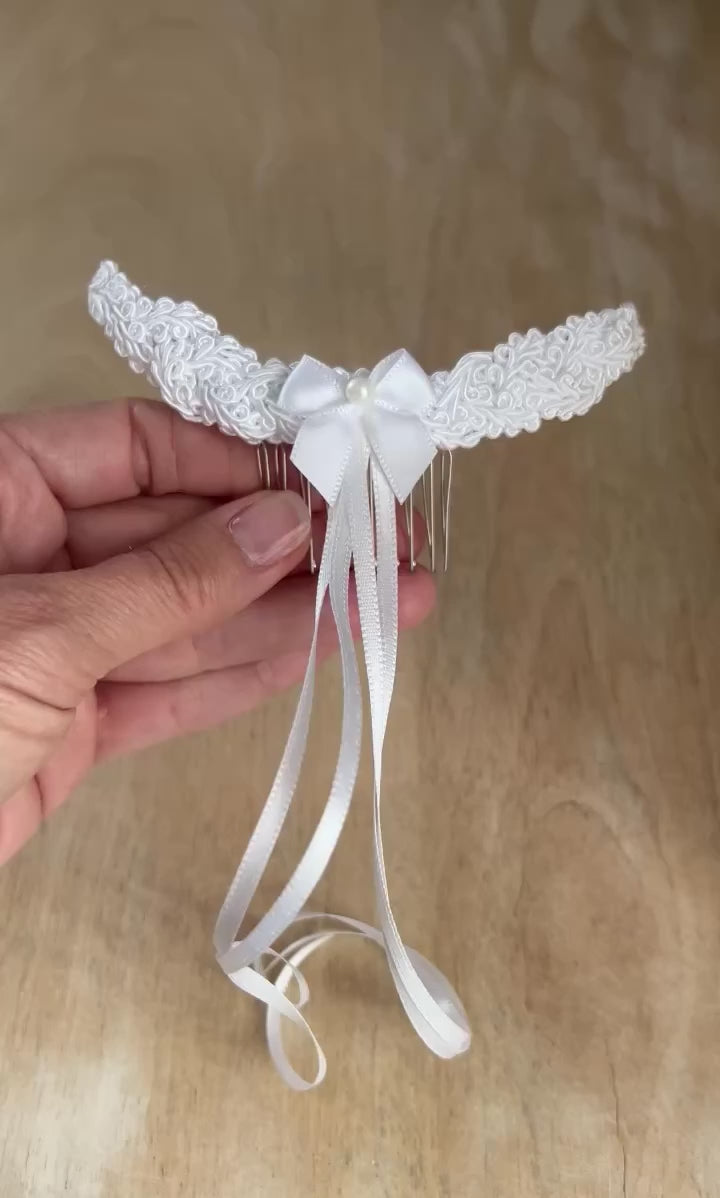 Haarschmuck Kommunion,Haarkamm Kommunion,Erstkommunion Haarschmuck,weiß
