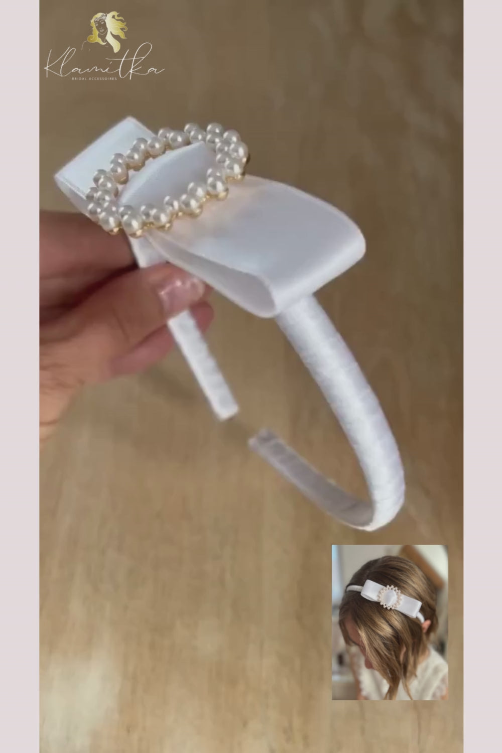 Haarschmuck Kommunion,Haarreif Kommunion,Haarreif weiß mit Satinschleife