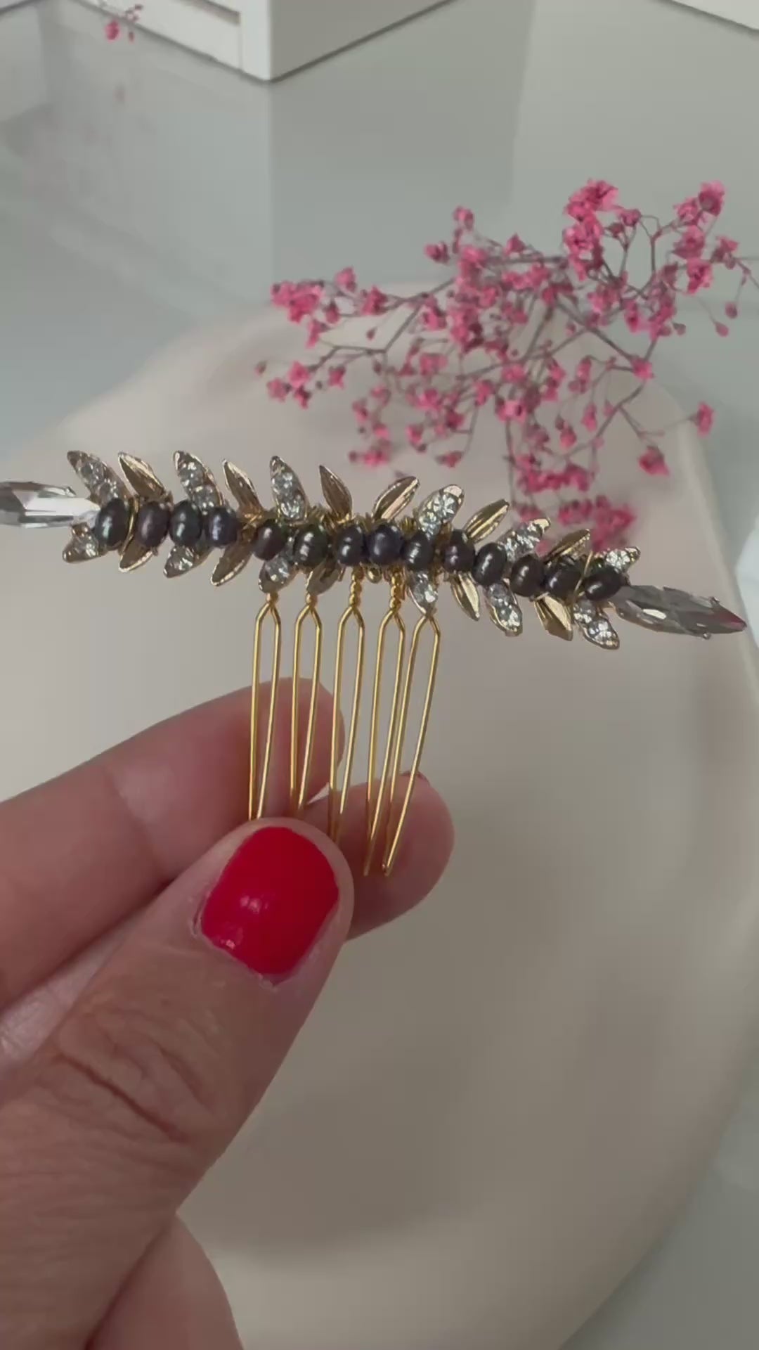 Festlicher Haarkamm Schwarz Silber – Eleganter Haarschmuck für Silvester, Abiball, Hochzeit & Ballfrisuren mit Glitzer