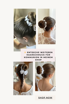 Haarschmuck Kommunion Dutt – Haarband Kommunion Dutt mit kleinen Blumen und runden Perlen