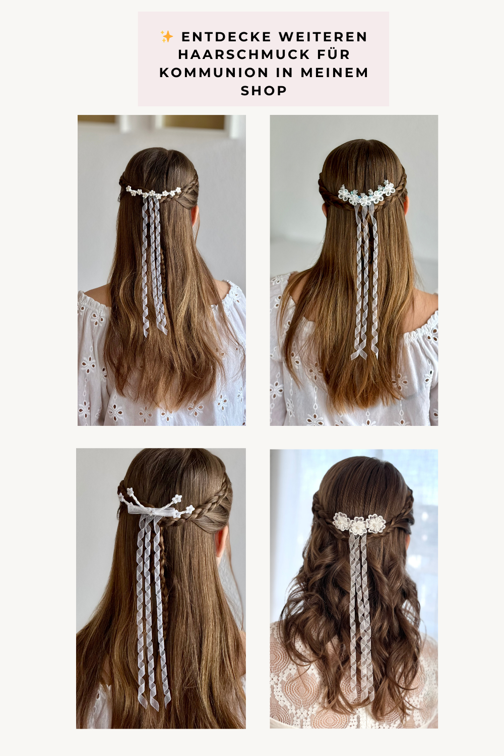 Kopfschmuck zur Erstkommunion, handgefertigter Haarkamm für besondere Anlässe.